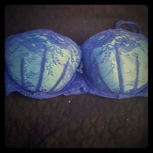Dark blue and turquoise laced bra